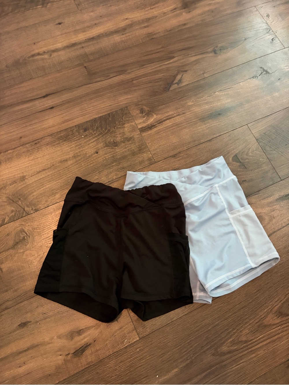 SHEIN Pale Blue High-Waist Active Shorts with Side Pockets